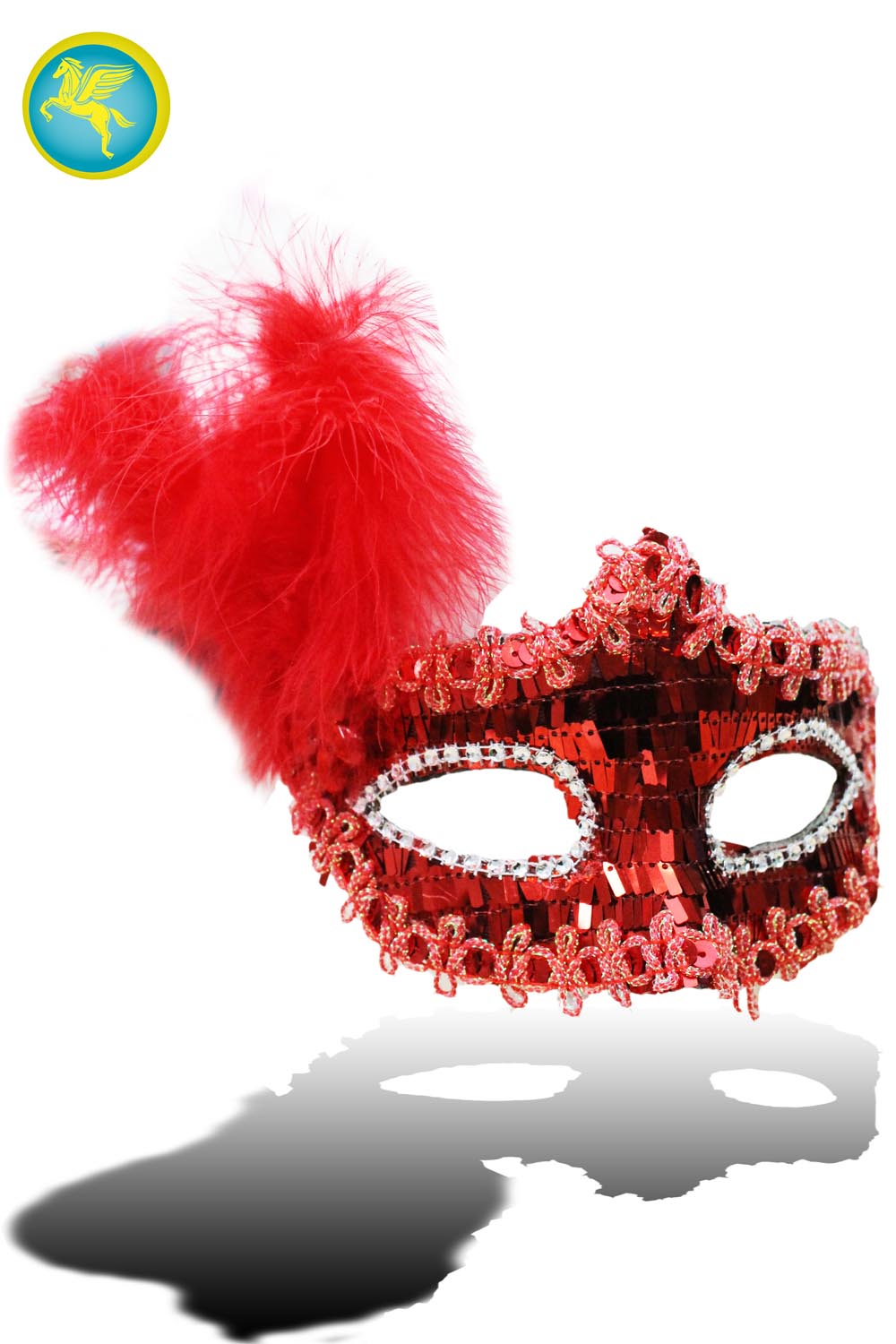 MASCHERA PAILLETTES LUSSO ROSSA 